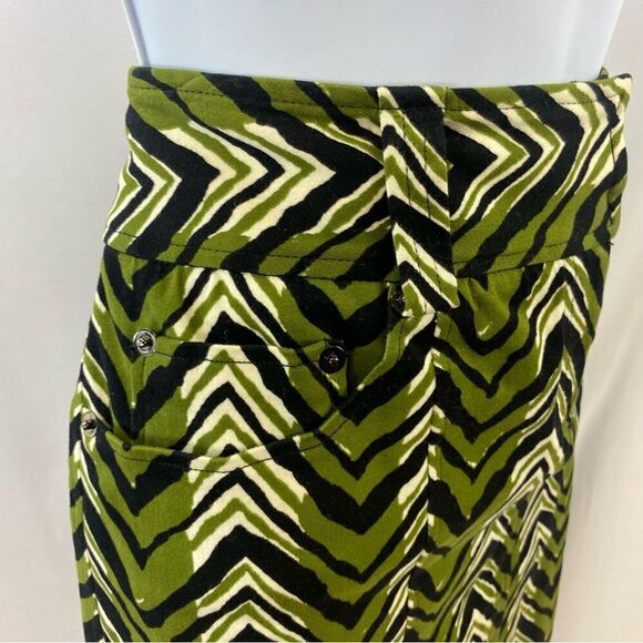 ETCETERA Chevron Print Olive Black Pencil Skirt - Picture 9 of 13